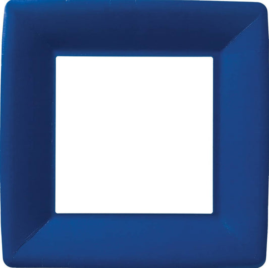 10" Square Paper Plates Pack of 8 Classic Linen dark blue