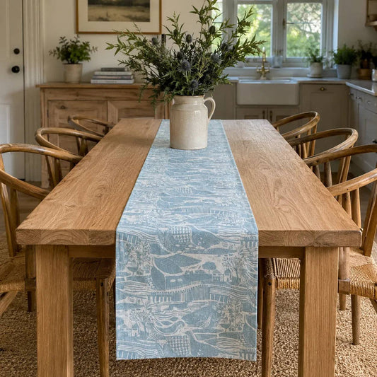 Through the Fields Duck Egg Blue Table Runner