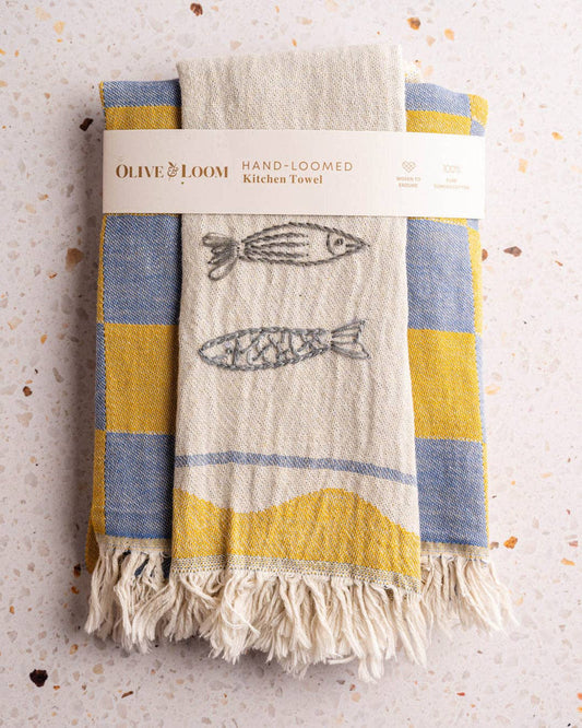 Sardine - Hand Stitched Kitchen Towel Set