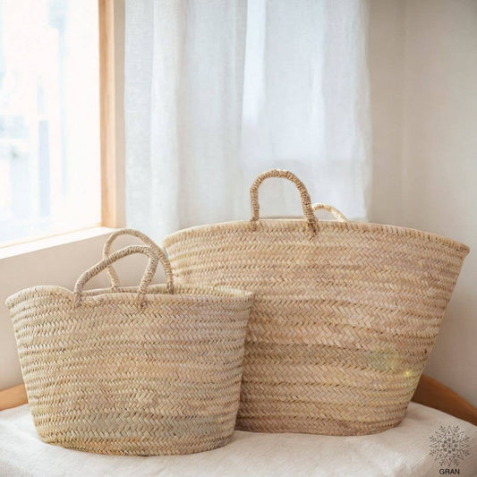 Handwoven Straw French Market Basket | Small
