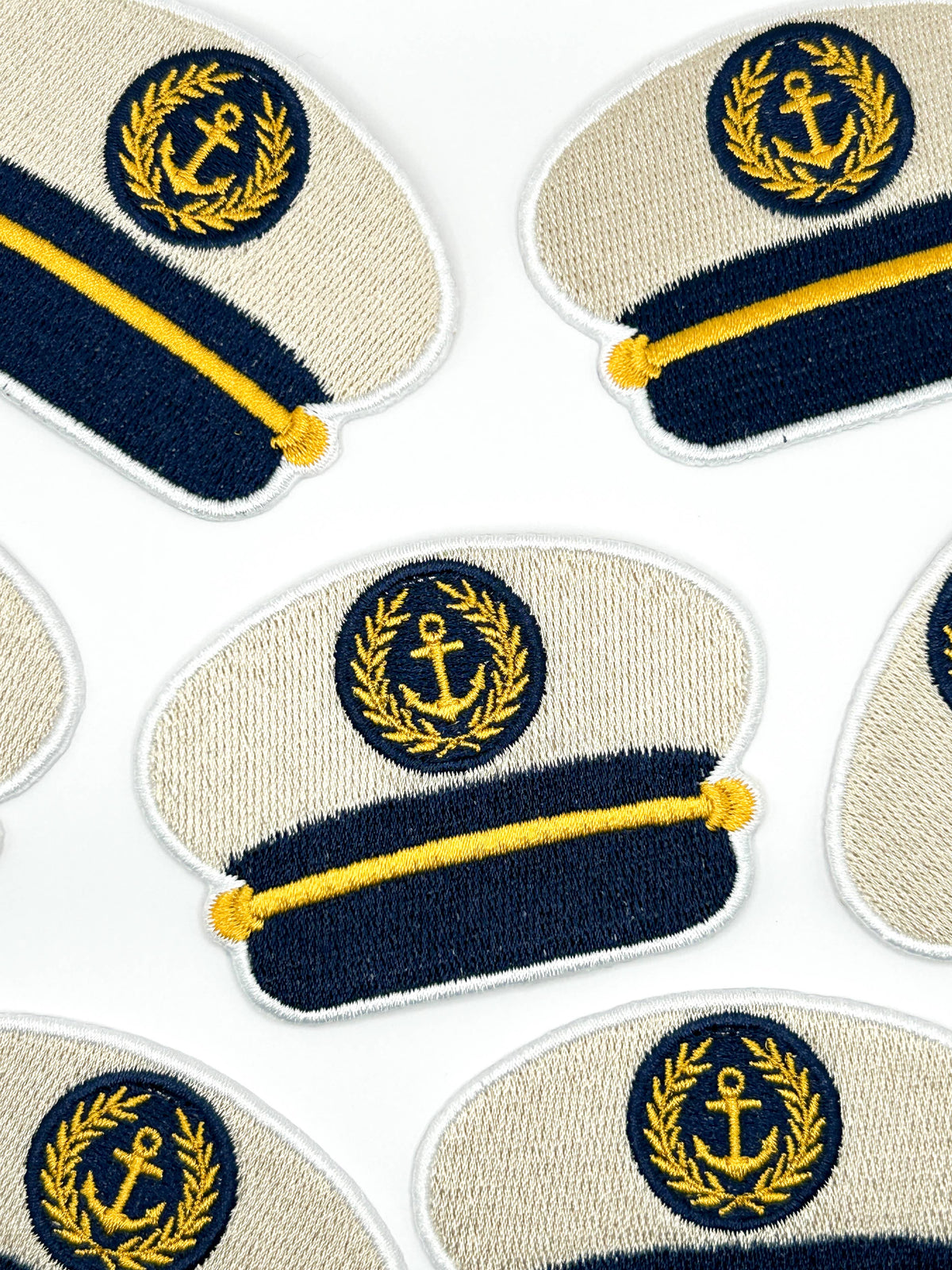 Captain’s Hat Patch Embroidered Iron-On Nautical Boat Yacht