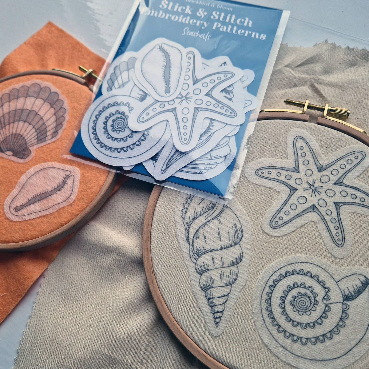 Seashells Stick & Stitch Embroidery Patterns